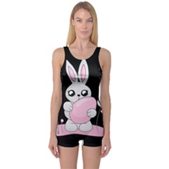 Easter Bunny  One Piece Boyleg Swimsuit by Valentinaart