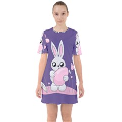 Easter Bunny  Sixties Short Sleeve Mini Dress by Valentinaart