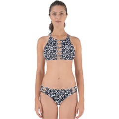 Black And White Abstract Texture Perfectly Cut Out Bikini Set