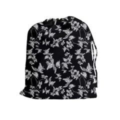 Dark Orquideas Floral Pattern Print Drawstring Pouches (extra Large)