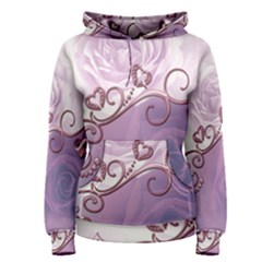 Wonderful Soft Violet Roses With Hearts Women s Pullover Hoodie by FantasyWorld7