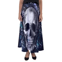 Skull Flared Maxi Skirt by Valentinaart