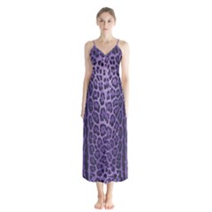 Purple Leopard Button Up Chiffon Maxi Dress