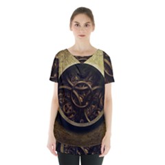 Abstract Steampunk Textures Golden Skirt Hem Sports Top