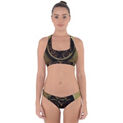 Abstract Steampunk Textures Golden Cross Back Hipster Bikini Set