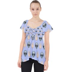 Alien Pattern Lace Front Dolly Top by Sapixe