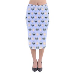 Alien Pattern Velvet Midi Pencil Skirt