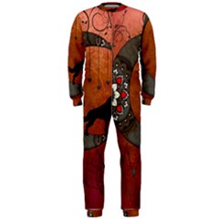 Black Wolf On Decorative Steampunk Moon Onepiece Jumpsuit (men)  by FantasyWorld7