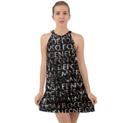 Antique Roman Typographic Pattern Halter Tie Back Chiffon Dress by dflcprints