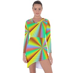 Burst Radial Shine Sunburst Sun Asymmetric Cut-out Shift Dress by Sapixe
