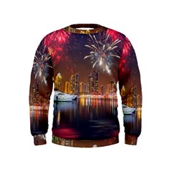 Christmas Night In Dubai Holidays City Skyscrapers At Night The Sky Fireworks Uae Kids  Sweatshirt