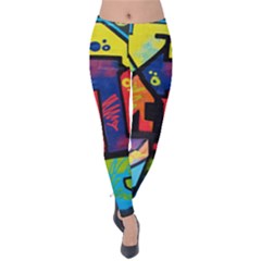 Urban Graffiti Movie Theme Productor Colorful Abstract Arrows Velvet Leggings by genx