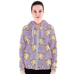 Dog Pattern Women s Zipper Hoodie by Sapixe