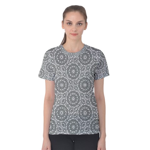 Grey Ornate Decorative Pattern Women s Cotton Tee by dflcprints