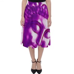 Purple Buddha Art Portrait Folding Skater Skirt by yoursparklingshop