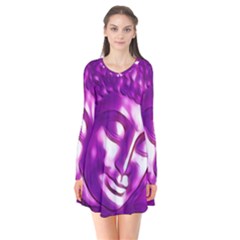 Purple Buddha Art Portrait Flare Dress by yoursparklingshop