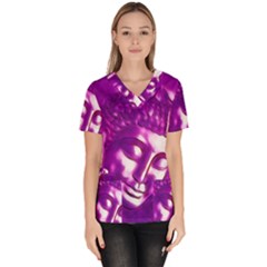 Purple Buddha Art Portrait Scrub Top by yoursparklingshop