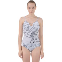 Brain Chart Diagram Face Fringe Cut Out Top Tankini Set by Nexatart