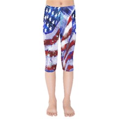 Flag Usa United States Of America Images Independence Day Kids  Capri Leggings  by Sapixe