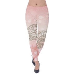 Wonderful Soft Flowers With Floral Elements Velvet Leggings