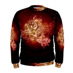 Wonderful Tiger With Flowers And Grunge Men s Sweatshirt by FantasyWorld7