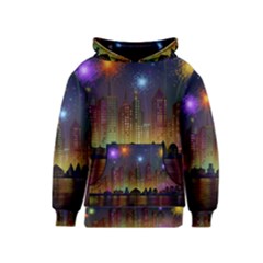 Happy Birthday Independence Day Celebration In New York City Night Fireworks Us Kids  Pullover Hoodie by Sapixe