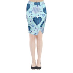 Hearts Pattern Paper Wallpaper Midi Wrap Pencil Skirt