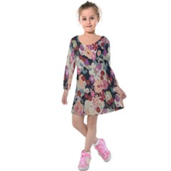 Japanese Ethnic Pattern Kids  Long Sleeve Velvet Dress by Sapixe