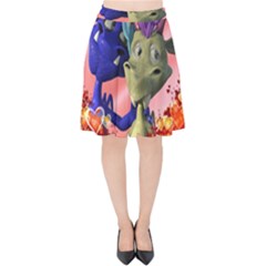 Ove Hearts Cute Valentine Dragon Velvet High Waist Skirt