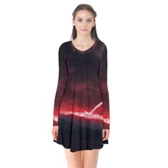 Outer Space Red Stars Star Flare Dress by Sapixe