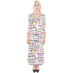 Owl Pattern Quarter Sleeve Wrap Maxi Dress