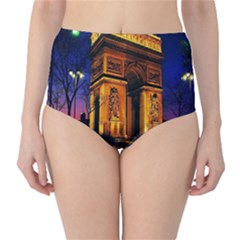 Paris Cityscapes Lights Multicolor France High-waist Bikini Bottoms by Sapixe