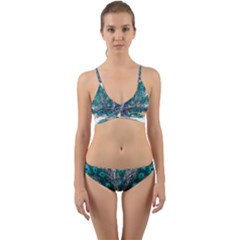Peacock Bird Peacock Feathers Wrap Around Bikini Set by Sapixe
