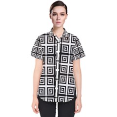 Seamless Pattern Background Black And White Women s Short Sleeve Shirt