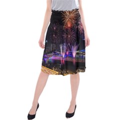 Singapore The Happy New Year Hotel Celebration Laser Light Fireworks Marina Bay Midi Beach Skirt by Sapixe