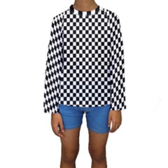 Checker Black And White Kids  Long Sleeve Swimwear by jumpercat