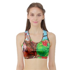 Coral Tree Blooming Sports Bra With Border by bestdesignintheworld