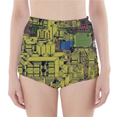 Technology Circuit Board High-waisted Bikini Bottoms by Sapixe