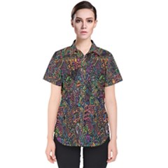 Trees Internet Multicolor Psychedelic Reddit Detailed Colors Women s Short Sleeve Shirt