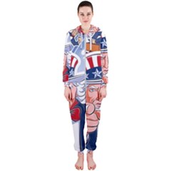 United States Of America Celebration Of Independence Day Uncle Sam Hooded Jumpsuit (ladies)  by Sapixe