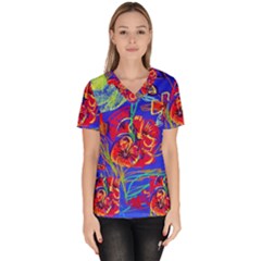 Dscf1376 -red Poppies Scrub Top by bestdesignintheworld