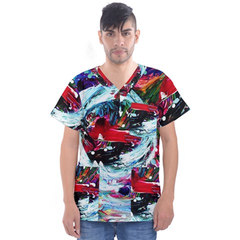 Dscf2356 - Red Aierplane Men s V-neck Scrub Top by bestdesignintheworld