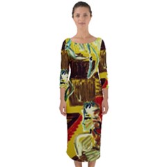 Dscf1482 - Ancient Geomenty Quarter Sleeve Midi Bodycon Dress