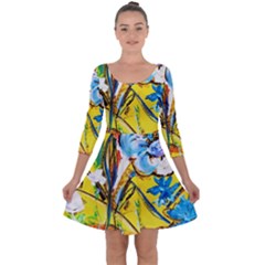 Dscf1422 - Country Flowers In The Yard Quarter Sleeve Skater Dress by bestdesignintheworld