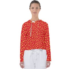 Yellow Stars Red Background Women s Slouchy Sweat by Sapixe