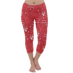 Santa Christmas Collage Capri Winter Leggings  by Sapixe