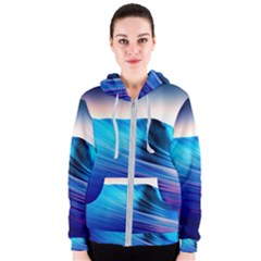 Rolling Waves Women s Zipper Hoodie by Sapixe