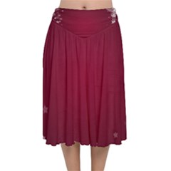 Star Background Christmas Red Velvet Flared Midi Skirt