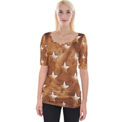 Stars Brown Background Shiny Wide Neckline Tee