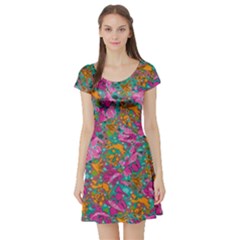 Flower Paisley 1 Short Sleeve Skater Dress by stephenlinhart